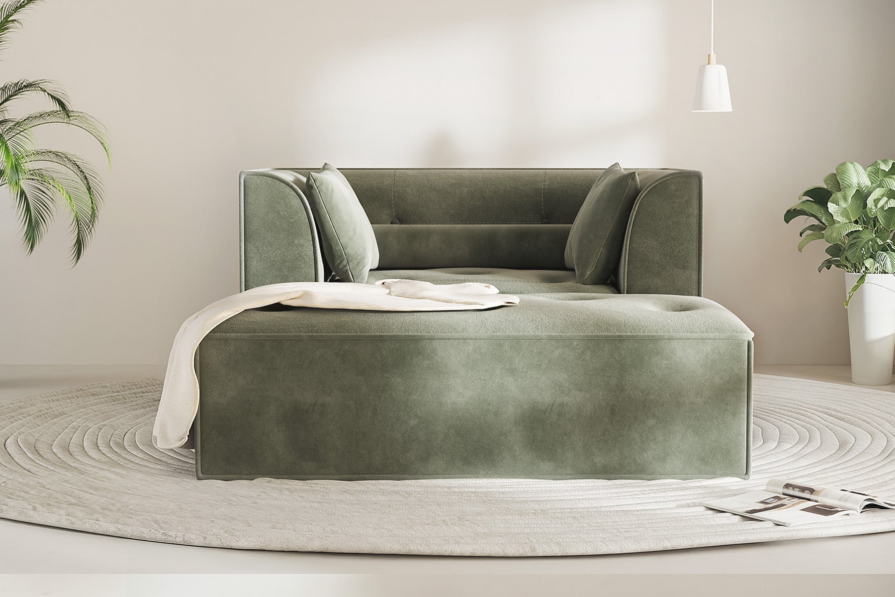 Innovar Cut Pile Tufted Loveseat Oversized Sofa Bed Loveseat with Ottoman