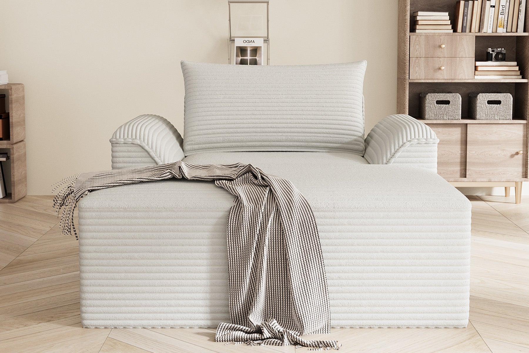 Innovar Oversized Corduroy Chaise Lounge Sofa Bed Loveseat