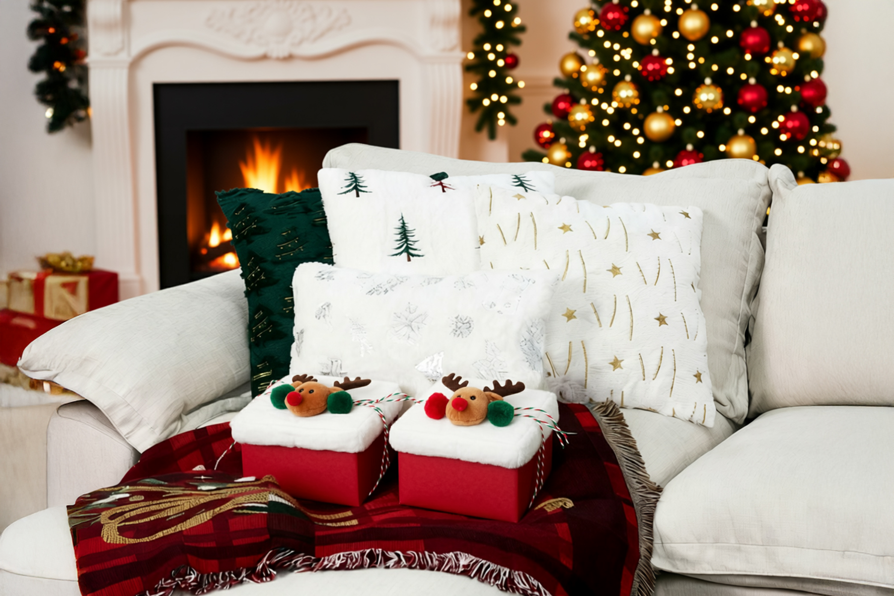 Cozy Christmas Forest Throw Pillow