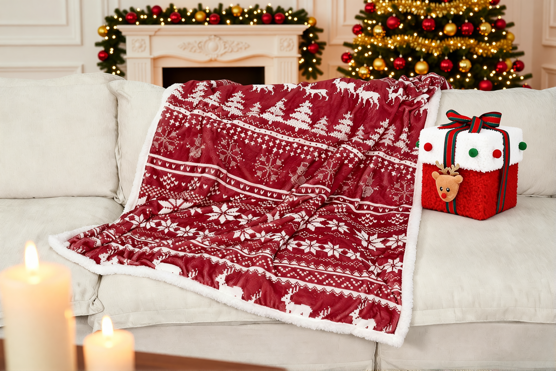Cozy Christmas Tree Throw Blanket
