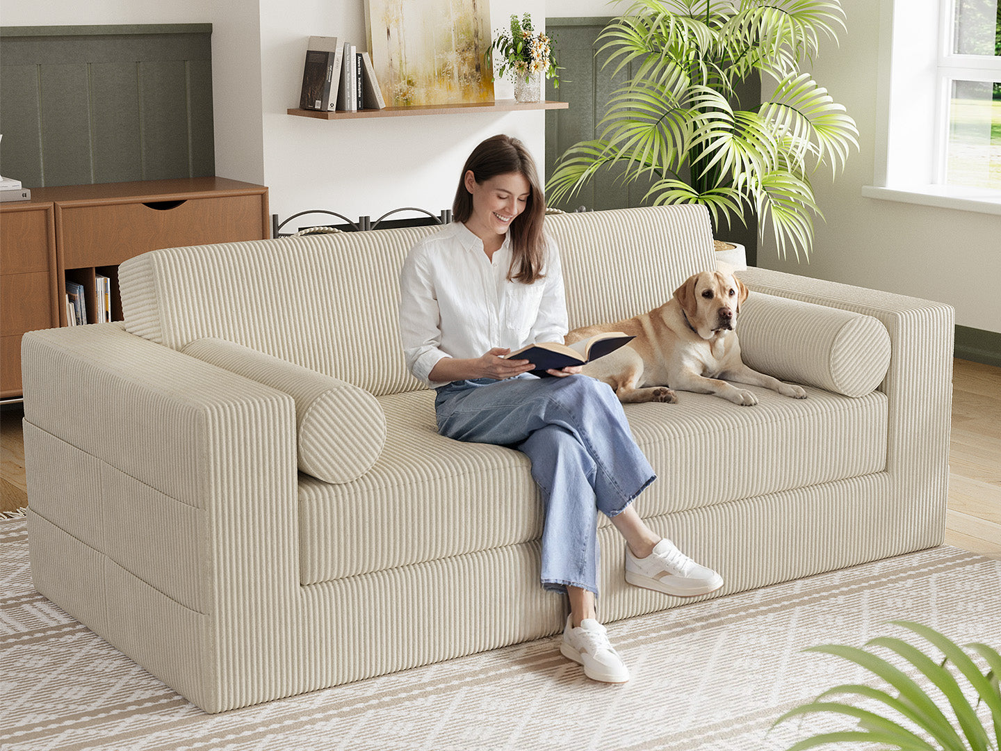 Innovar Boneless SleepCore HighBack Corduroy Sleeper Sofa Bed