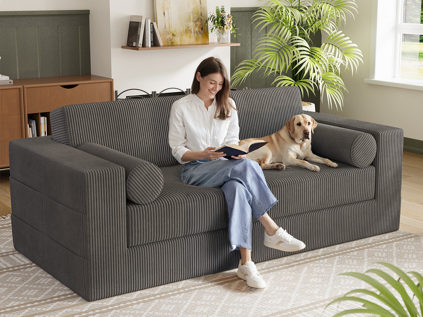 Innovar Boneless SleepCore HighBack Corduroy Sleeper Sofa Bed