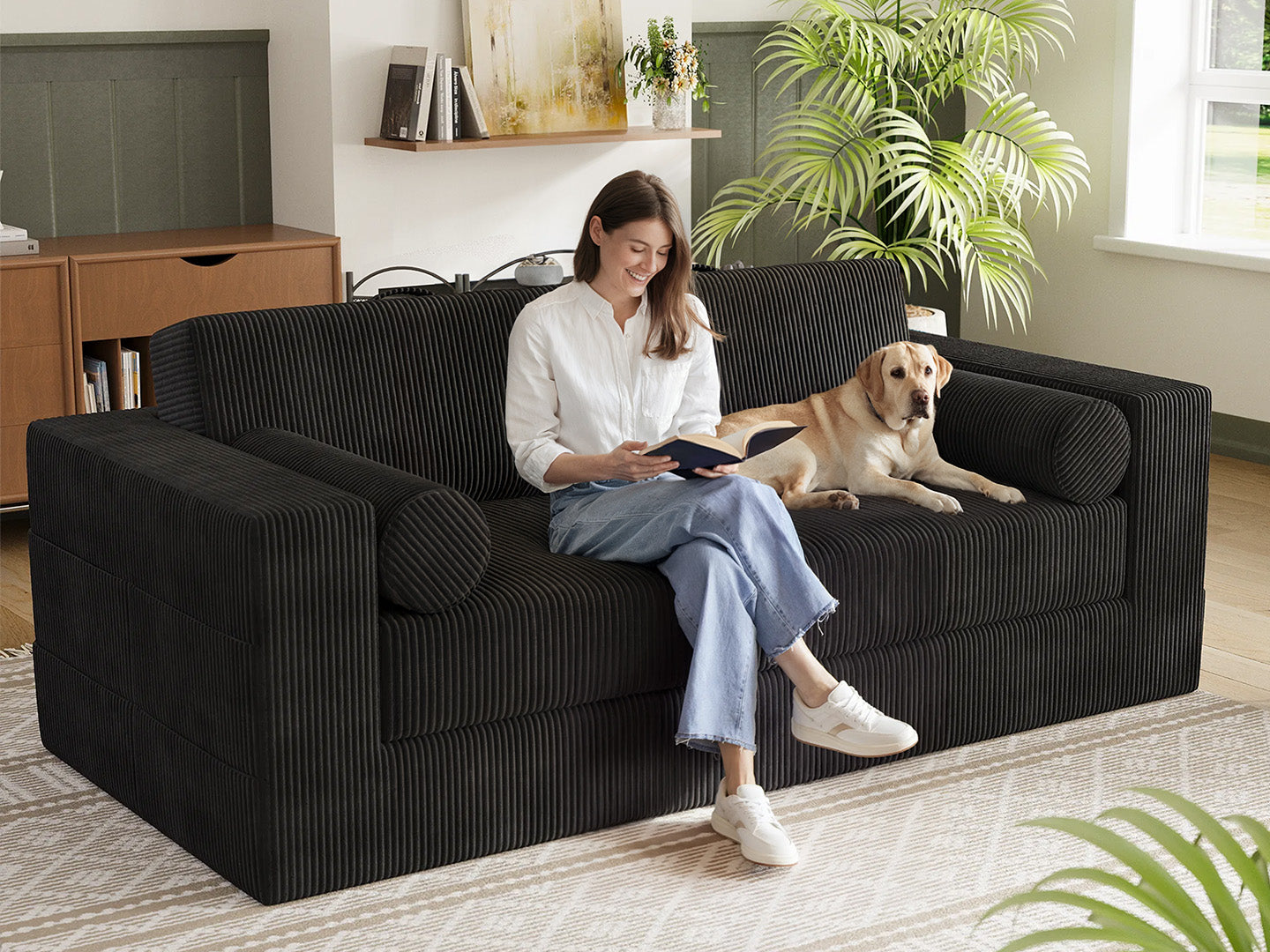Innovar Boneless SleepCore HighBack Corduroy Sleeper Sofa Bed