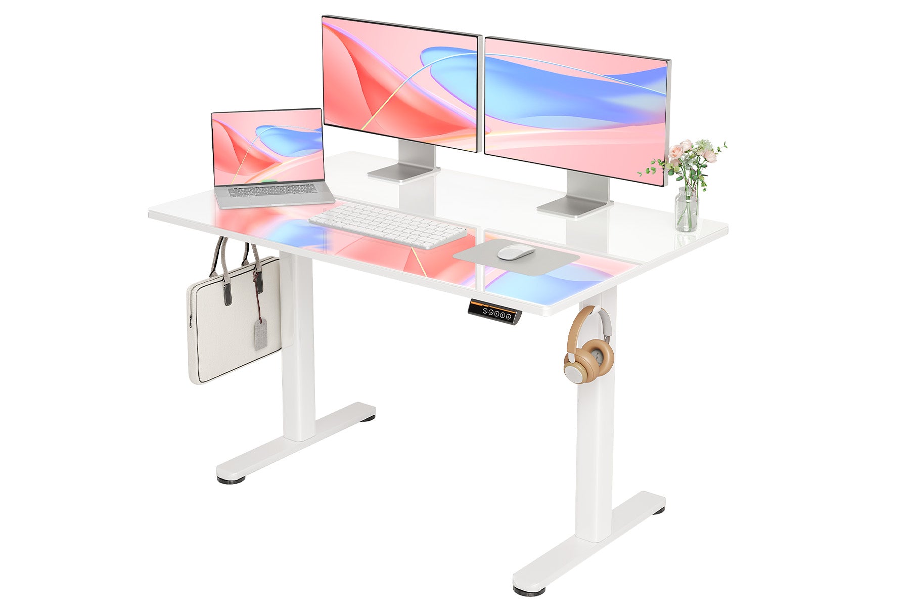 Innovar Electric Glass Standing Desk with Memory Height Adjustment