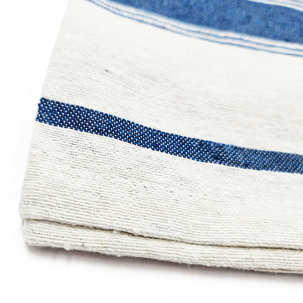 Classic Blue Stripe Tassel Throw