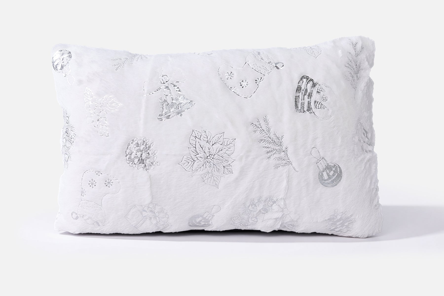 Cozy Christmas Silver Charm Lumbar Pillow