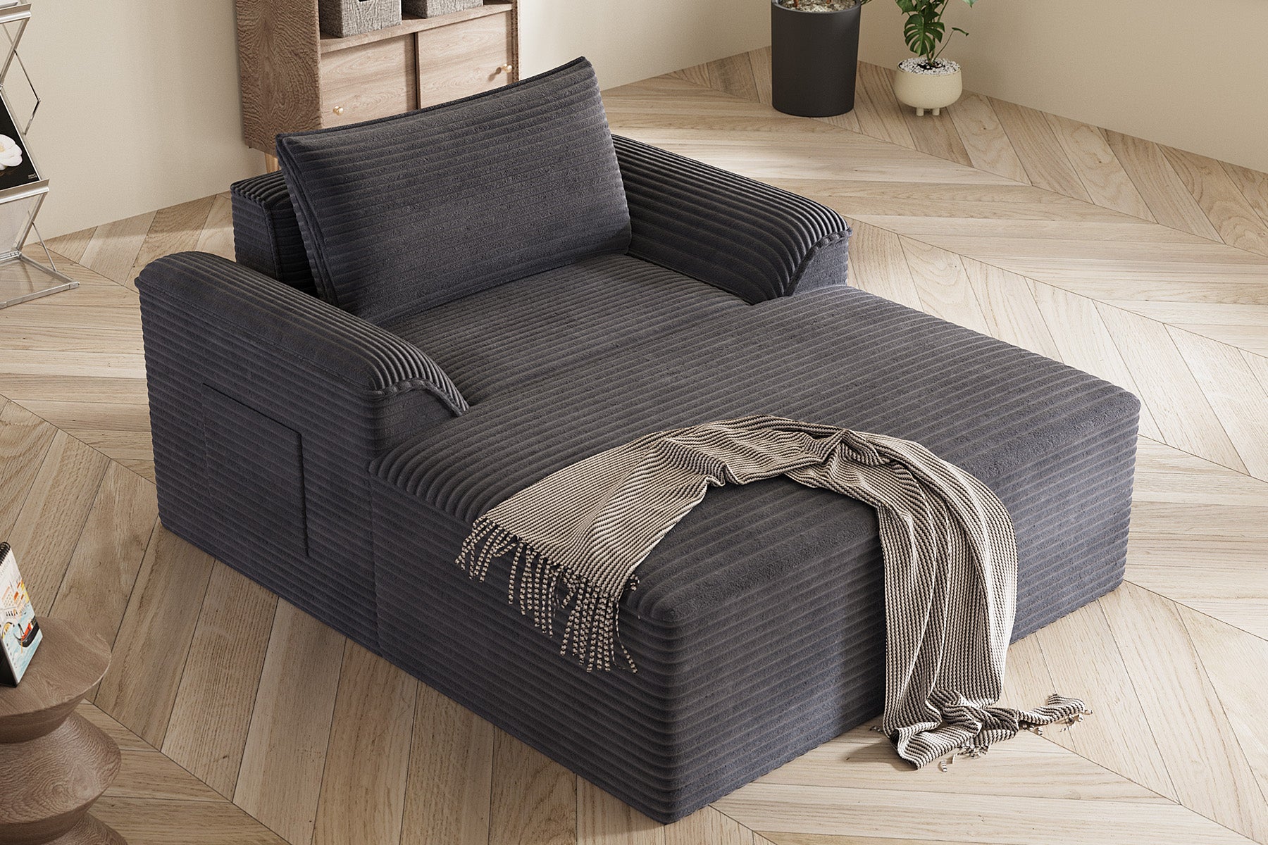 Innovar Oversized Corduroy Chaise Lounge Sofa Bed Loveseat