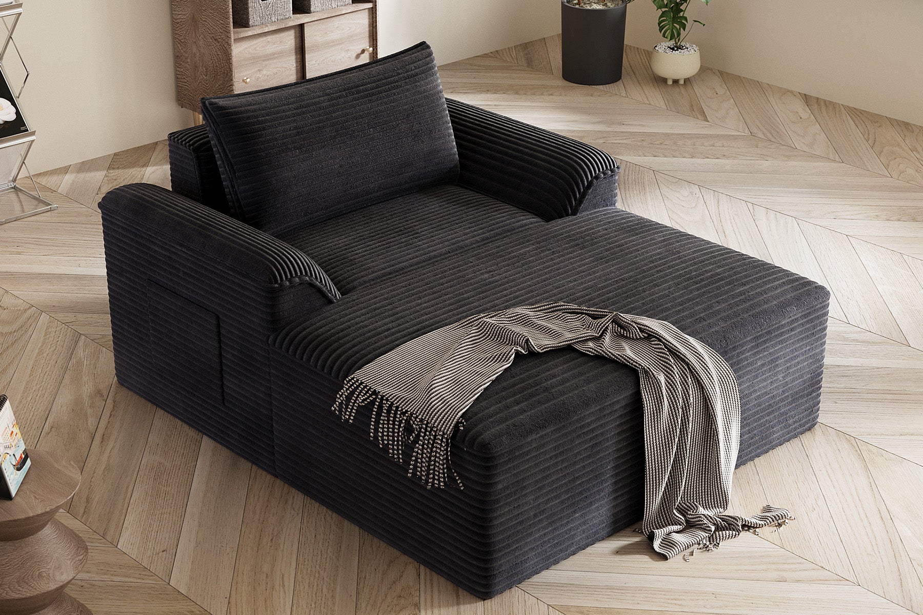 Innovar Oversized Corduroy Chaise Lounge Sofa Bed Loveseat