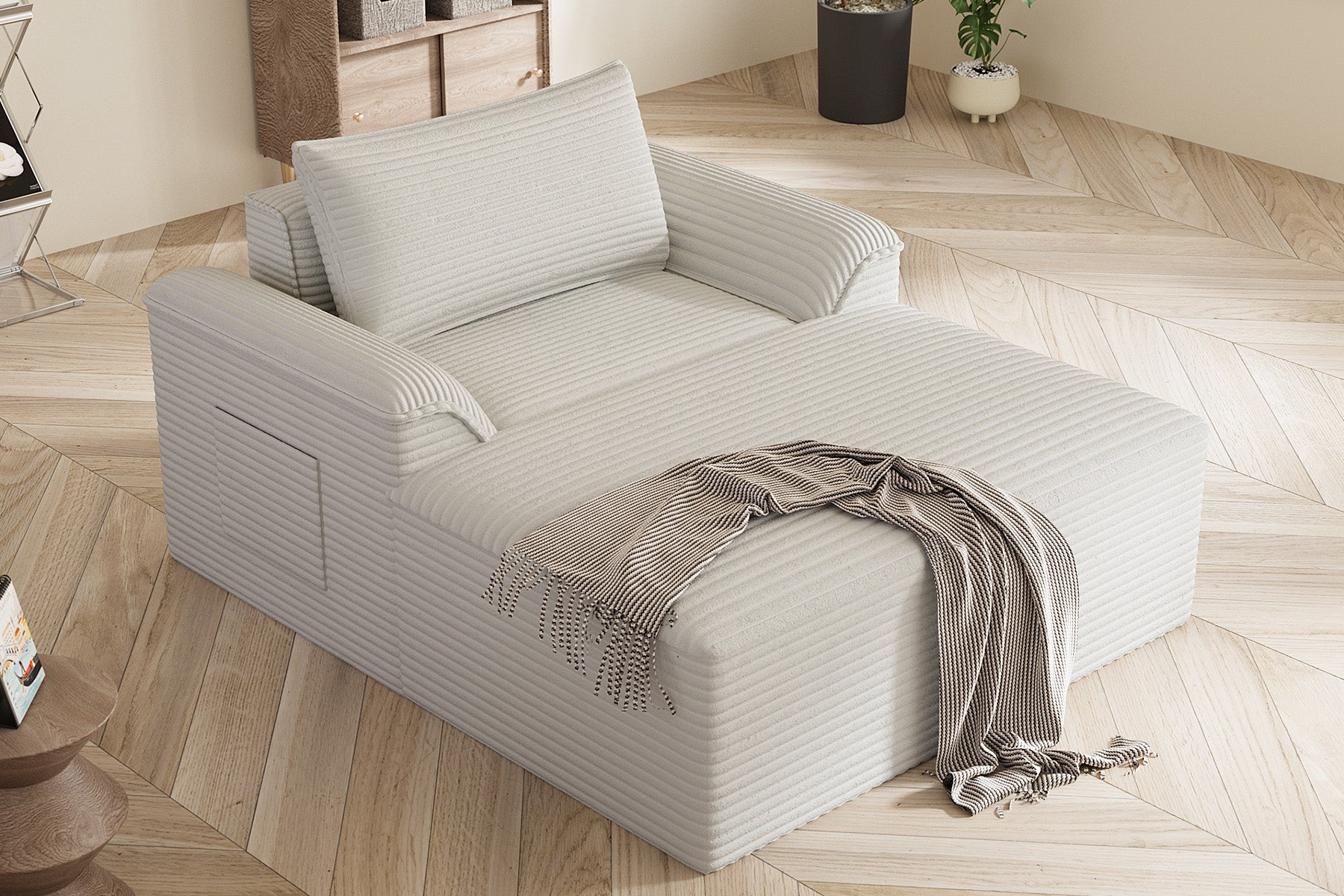 Innovar Oversized Corduroy Chaise Lounge Sofa Bed Loveseat
