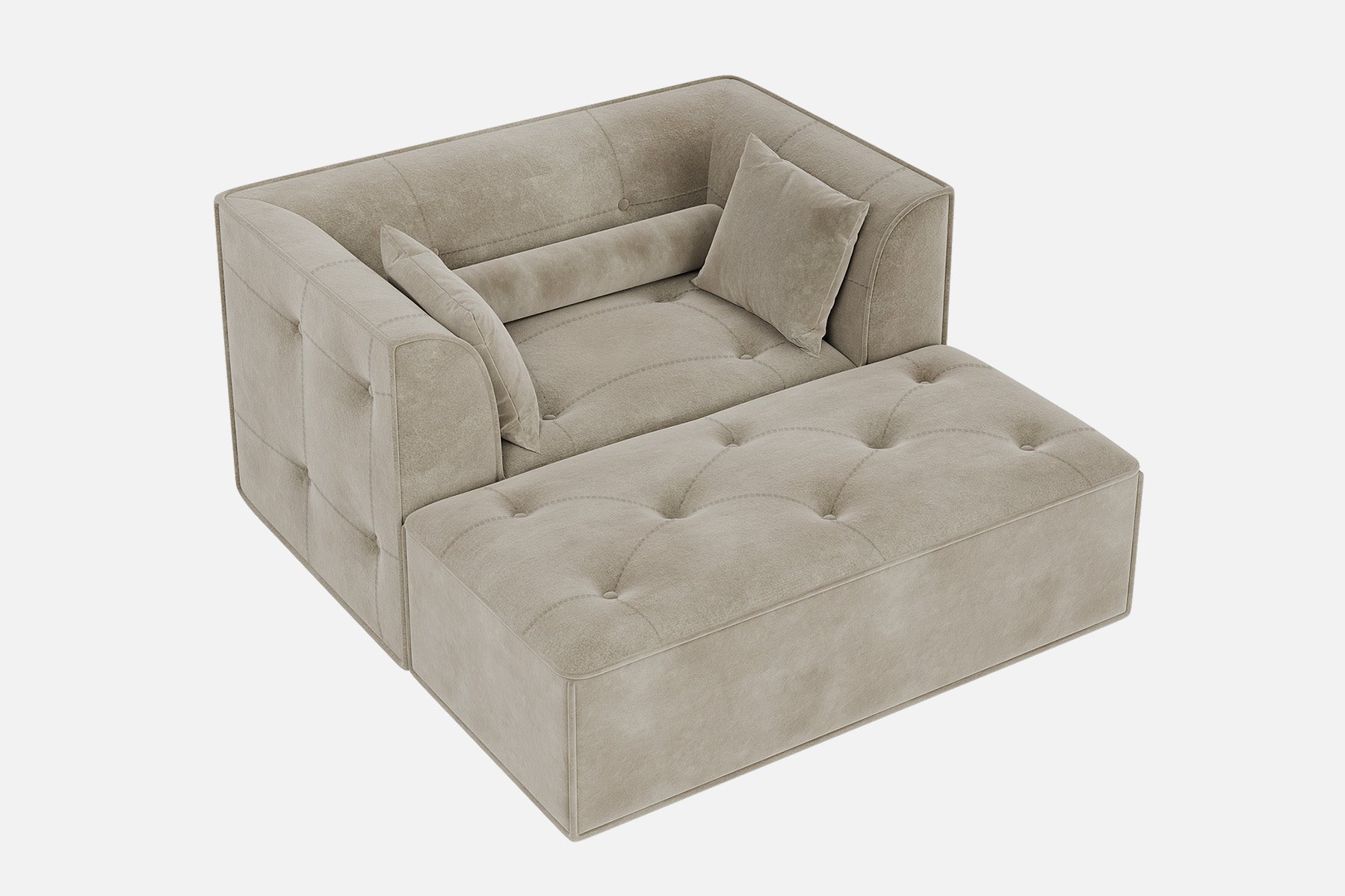 Innovar Cut Pile Tufted Loveseat Oversized Sofa Bed Loveseat with Ottoman
