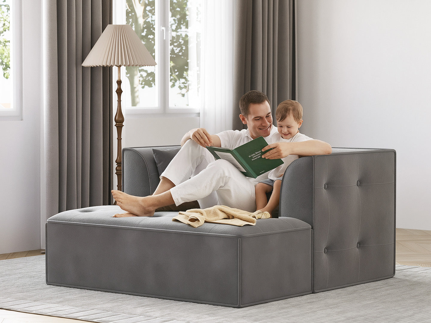Innovar Cut Pile Tufted Loveseat Oversized Sofa Bed Loveseat with Ottoman