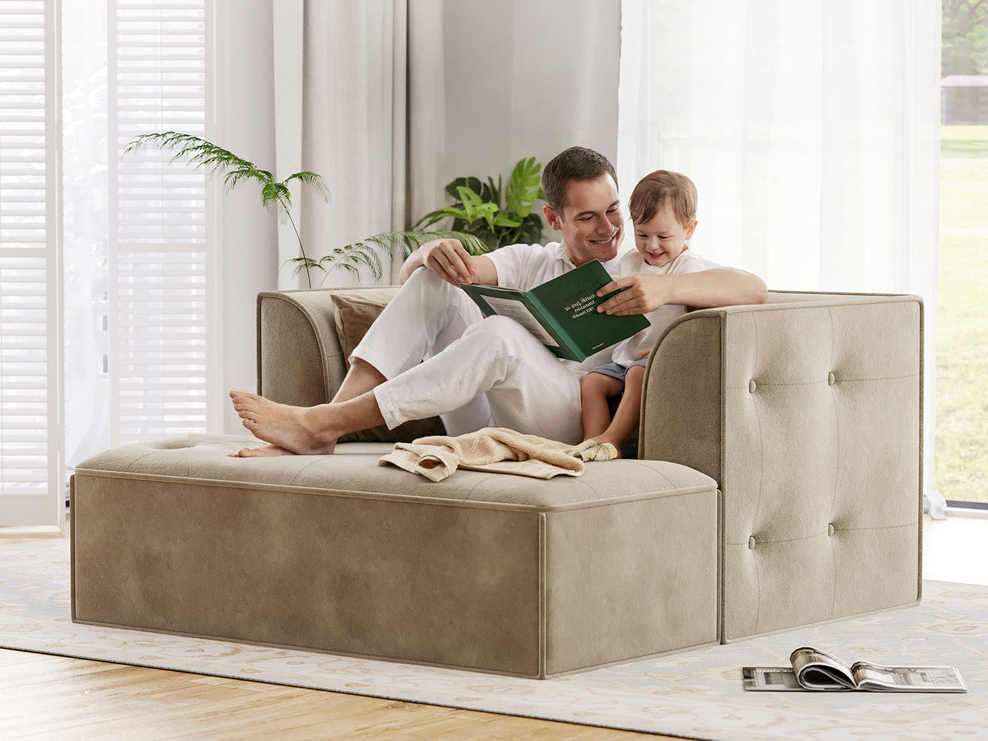 Innovar Cut Pile Tufted Loveseat Oversized Sofa Bed Loveseat with Ottoman