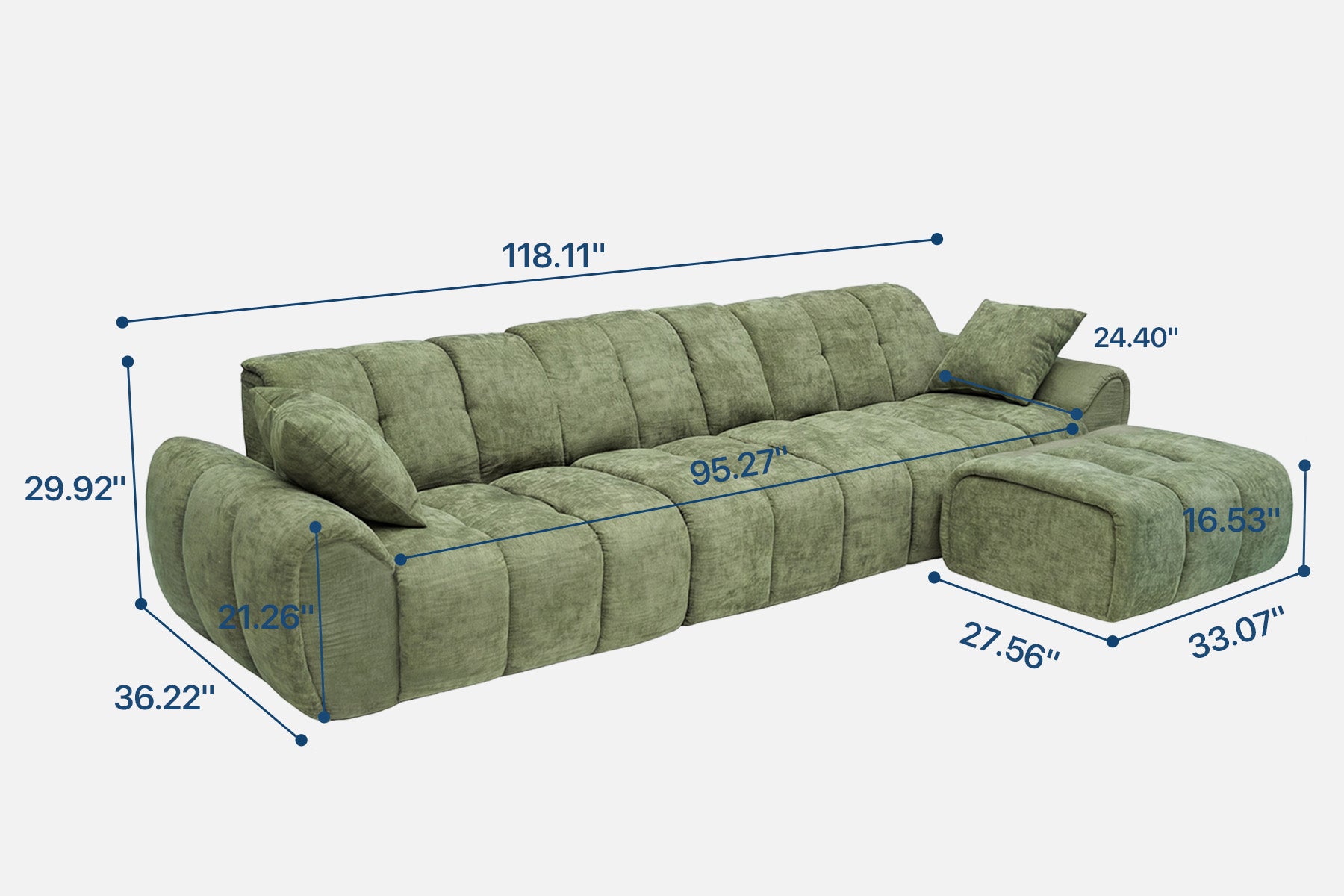 Elara 4‑Seat Cut-Pile Sectional Sofa