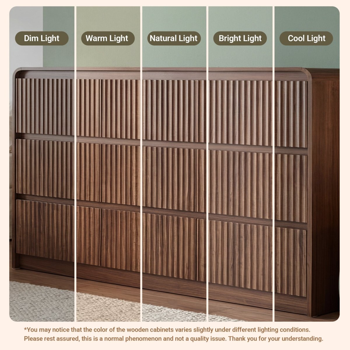 Avelia Fluted Wood Dresser with Curved Anti-Collision Design - Innovar