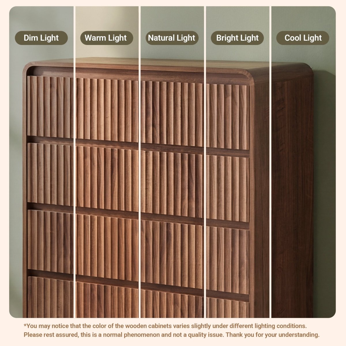 Avelia Fluted Wood Dresser with Curved Anti-Collision Design - Innovar
