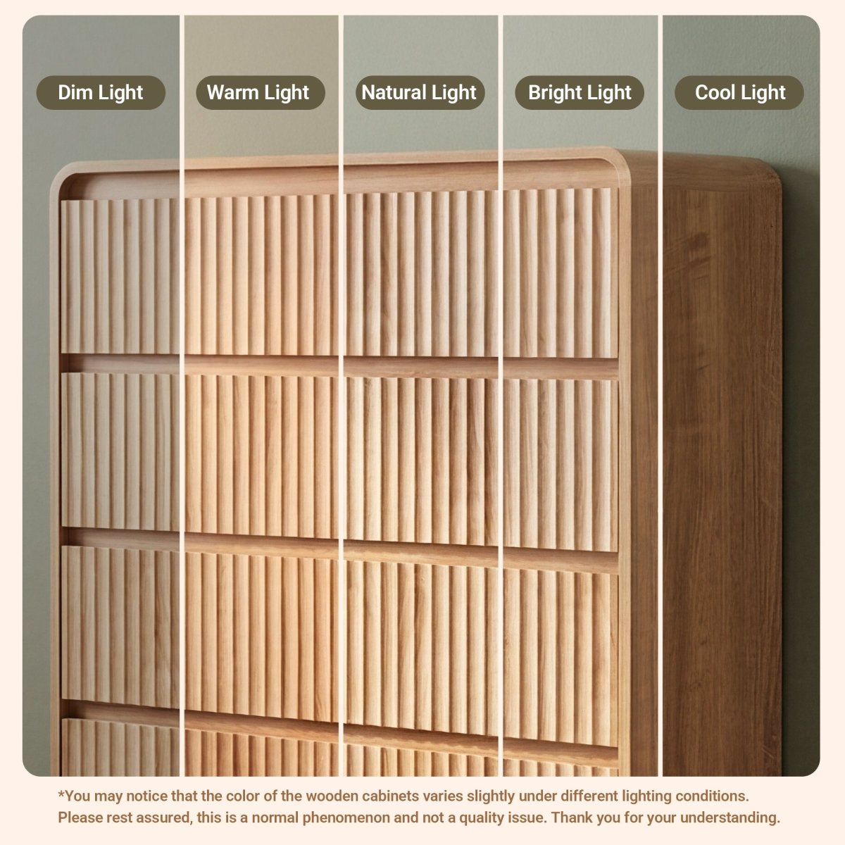 Avelia Fluted Wood Dresser with Curved Anti-Collision Design - Innovar