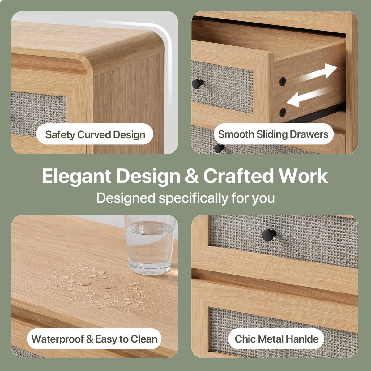 Avelia Fluted Wood Dresser with Curved Anti-Collision Design - Innovar