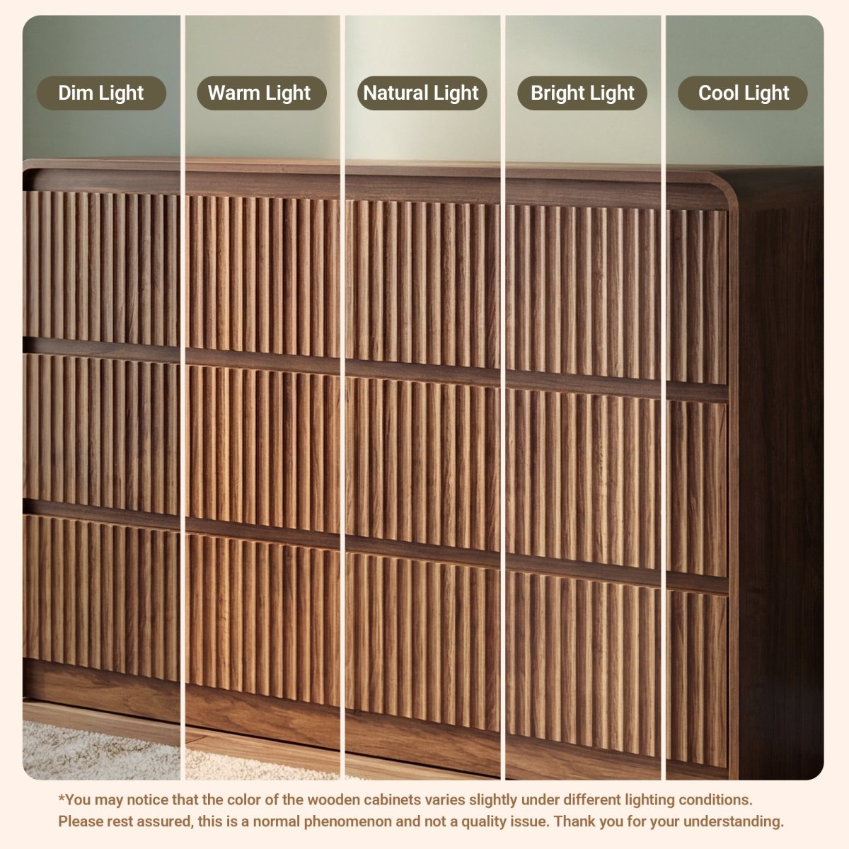 Avelia Fluted Wood Dresser with Curved Anti-Collision Design - Innovar