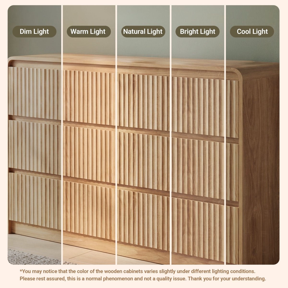 Avelia Fluted Wood Dresser with Curved Anti-Collision Design - Innovar