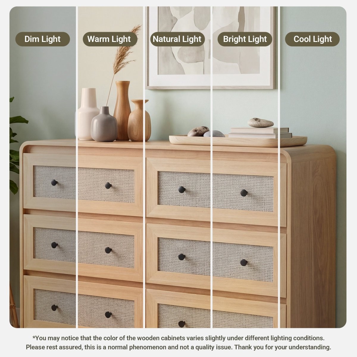 Avelia Fluted Wood Dresser with Curved Anti-Collision Design - Innovar