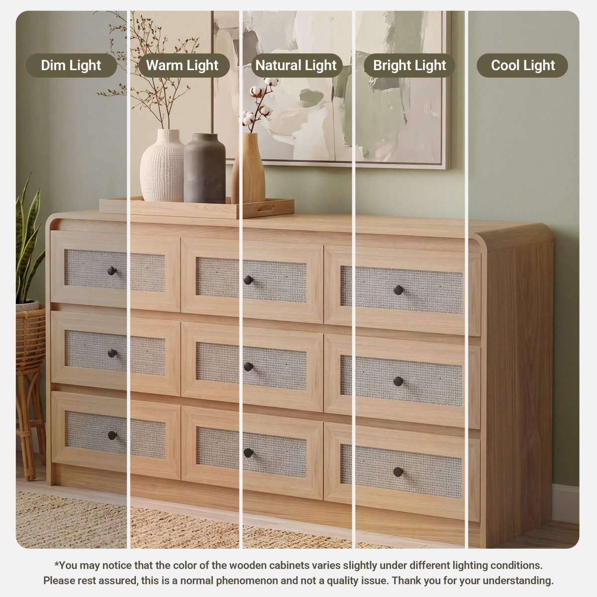 Avelia Fluted Wood Dresser with Curved Anti-Collision Design - Innovar