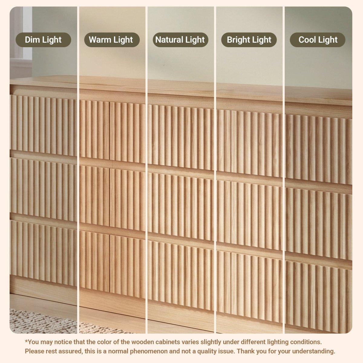 Avelia Fluted Wood Dresser with Curved Anti-Collision Design - Innovar