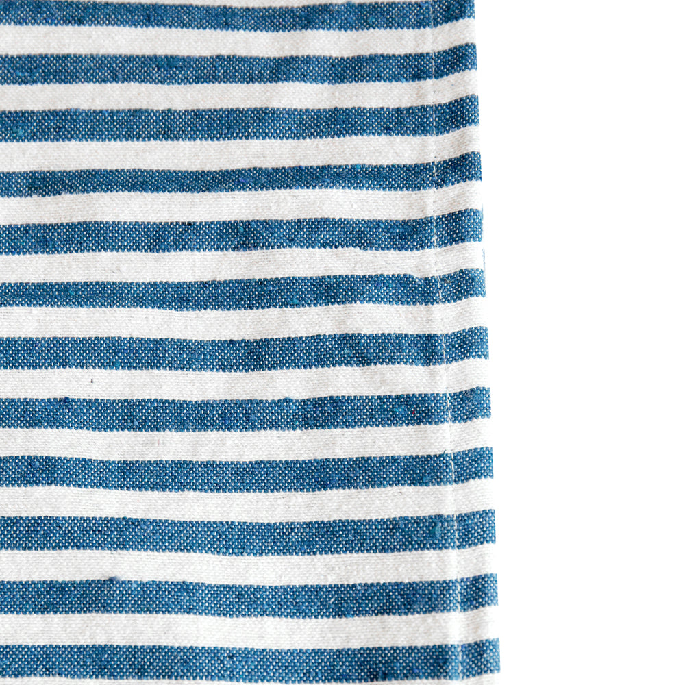 Classic Blue Stripe Tassel Throw