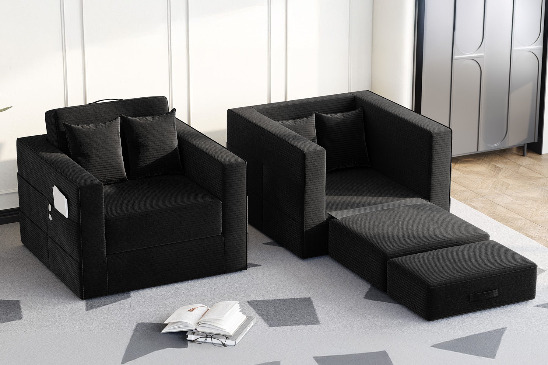 Innovar 1 Seat Boneless SleepCore HighBack Corduroy Sleeper Sofa Bed