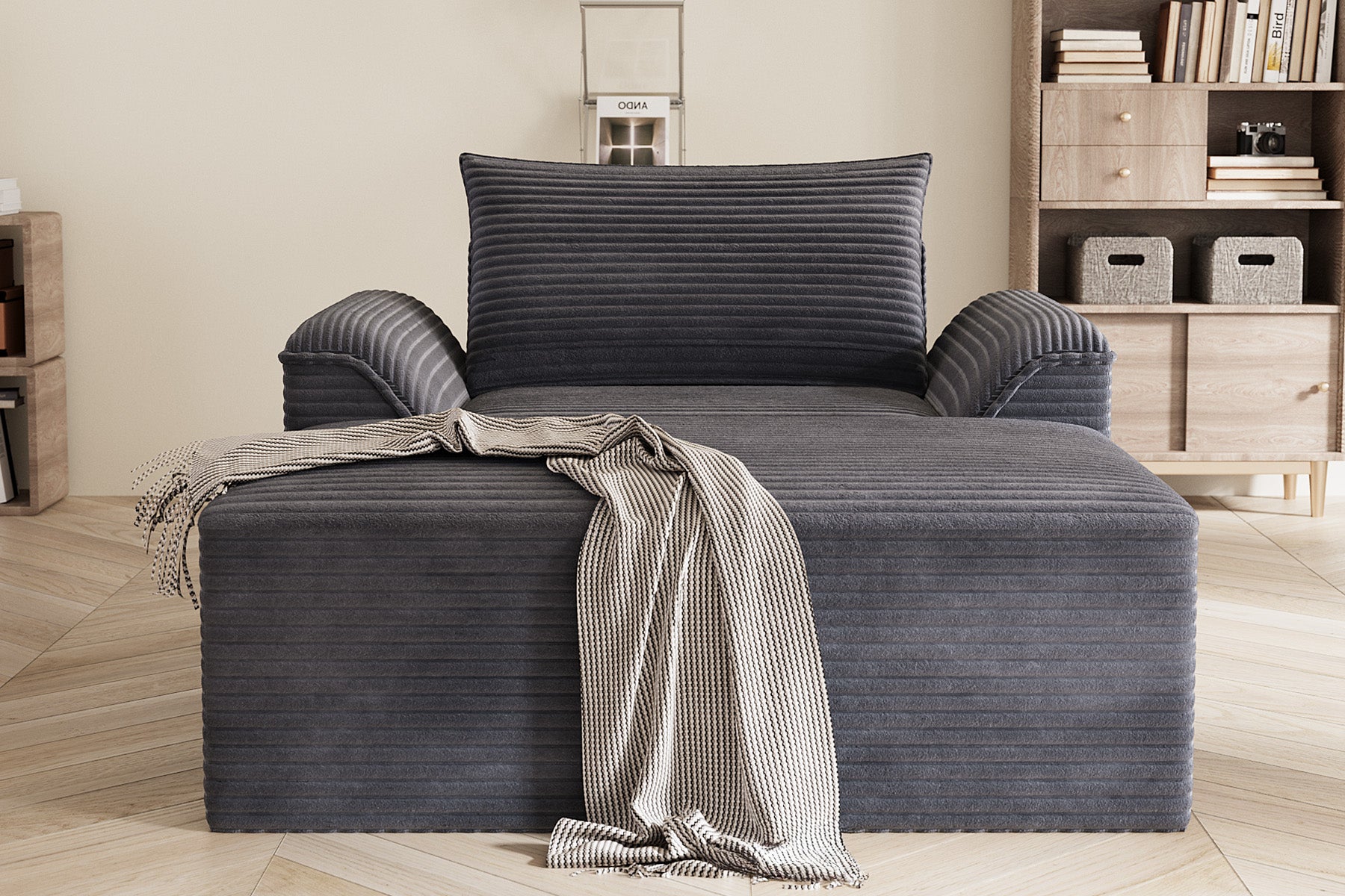 Innovar Oversized Corduroy Chaise Lounge Sofa Bed Loveseat