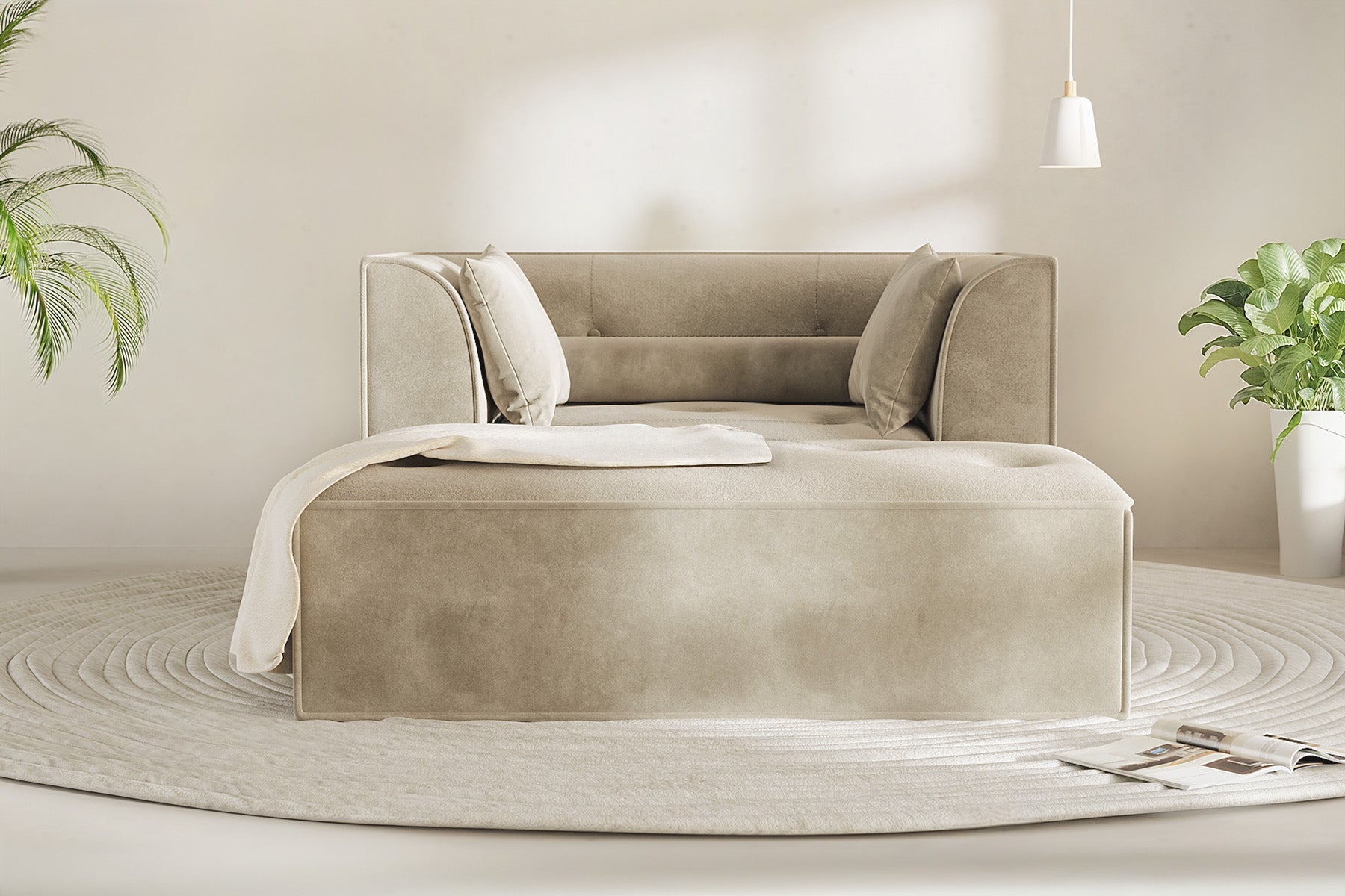 Innovar Cut Pile Tufted Loveseat Oversized Sofa Bed Loveseat with Ottoman