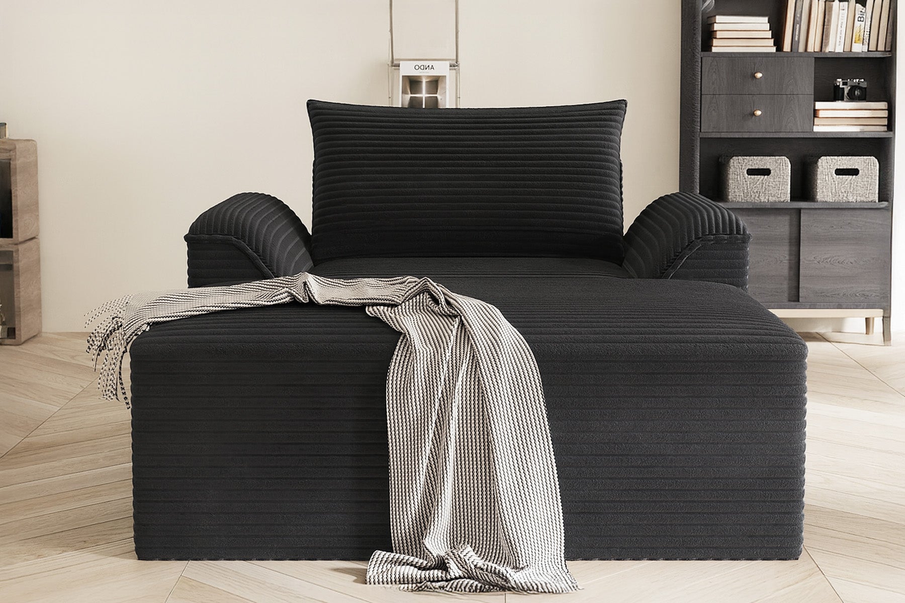 Innovar Oversized Corduroy Chaise Lounge Sofa Bed Loveseat
