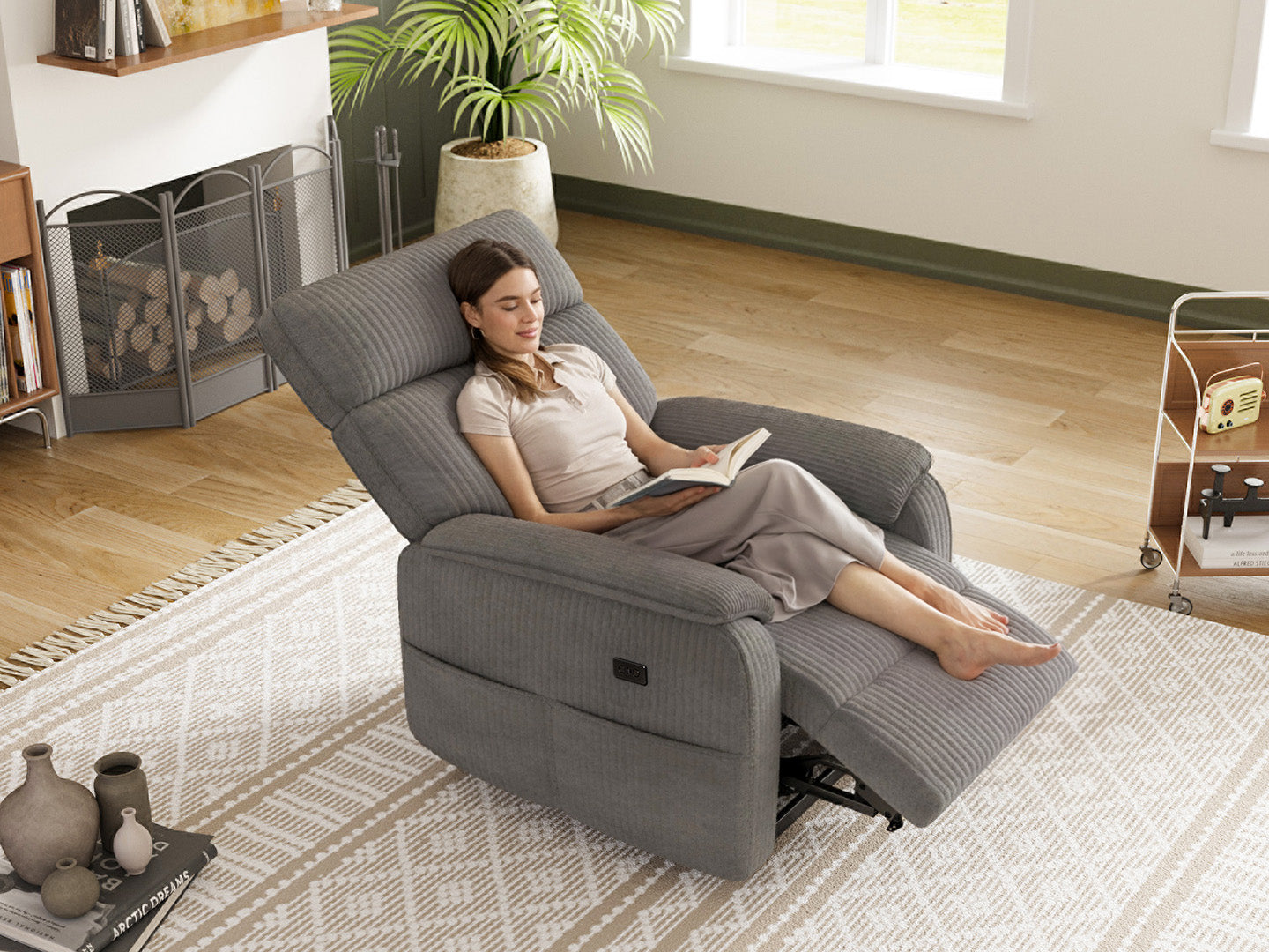 Innovar Oversized Corduroy Power Recliner Chair