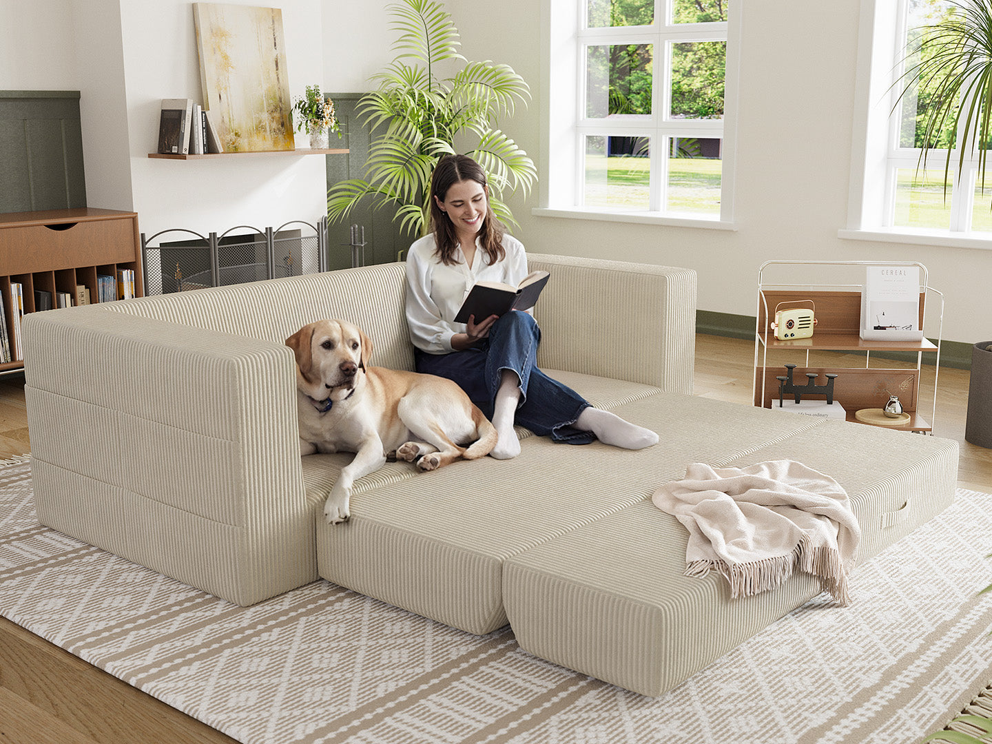Innovar Boneless SleepCore HighBack Corduroy Sleeper Sofa Bed