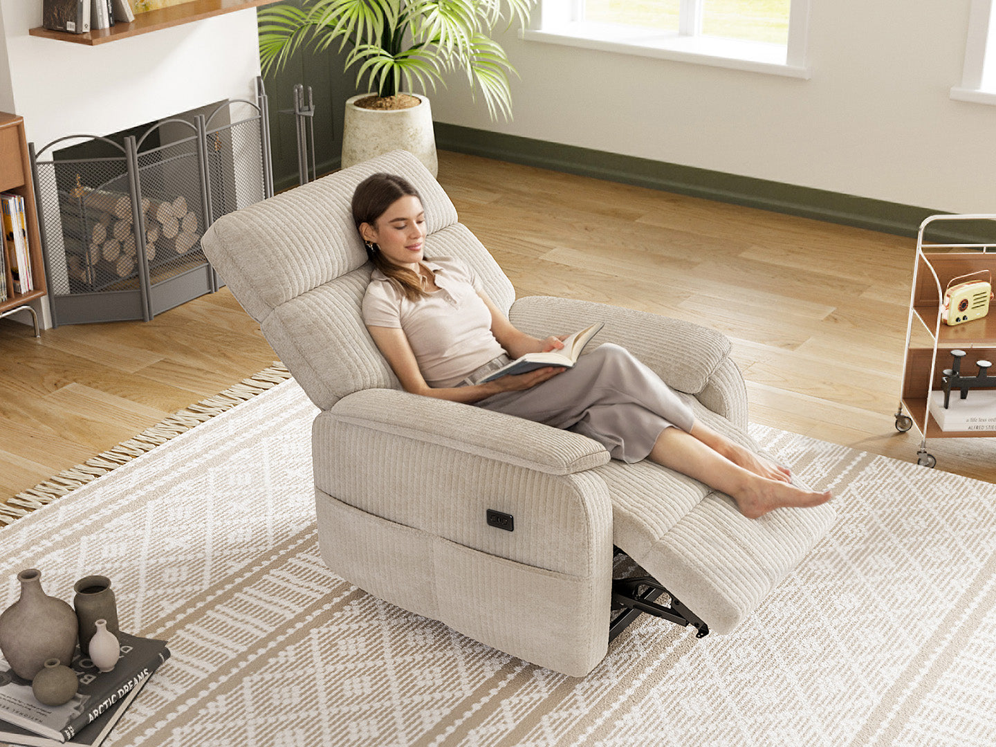 Innovar Oversized Corduroy Power Recliner Chair