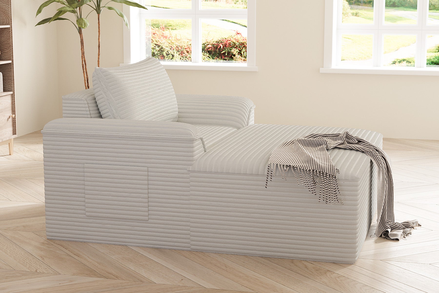 Innovar Oversized Corduroy Chaise Lounge Sofa Bed Loveseat