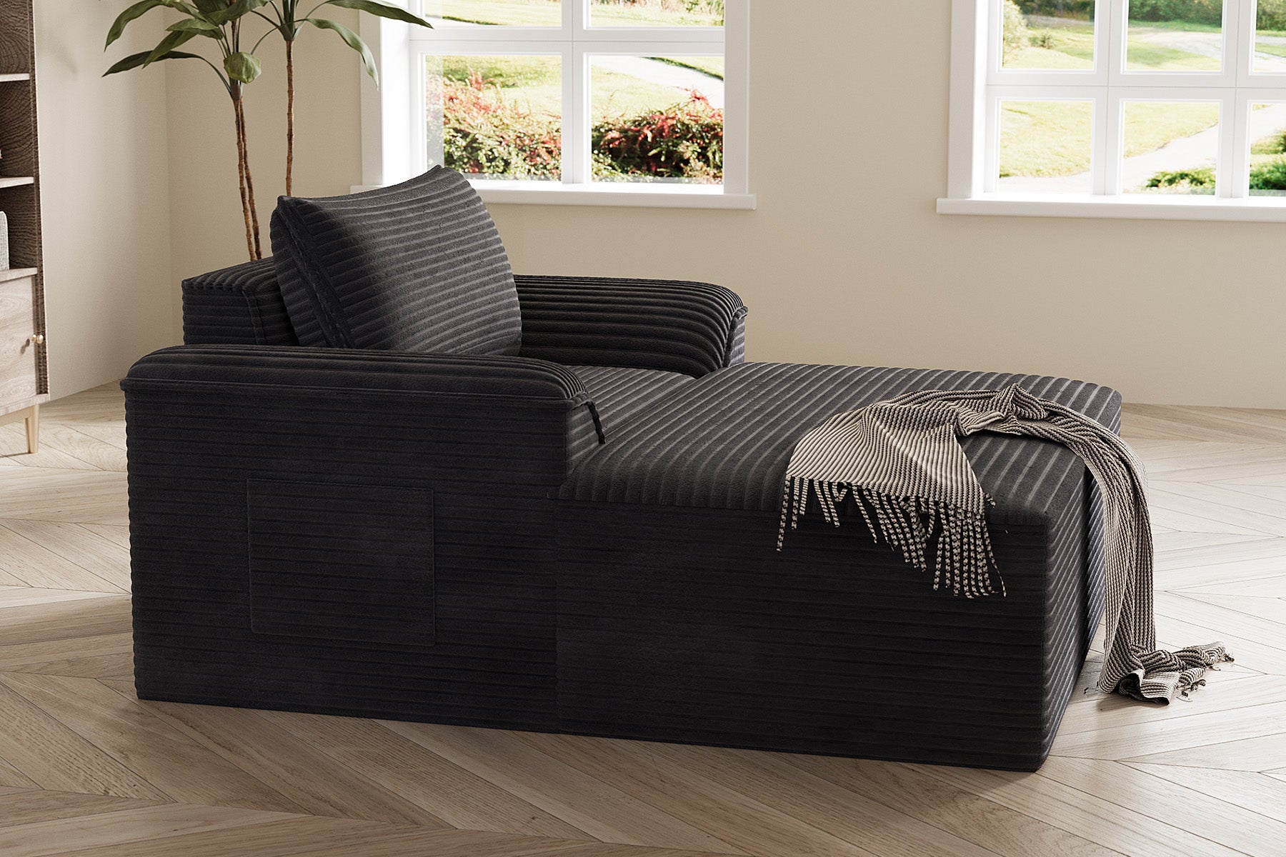 Innovar Oversized Corduroy Chaise Lounge Sofa Bed Loveseat