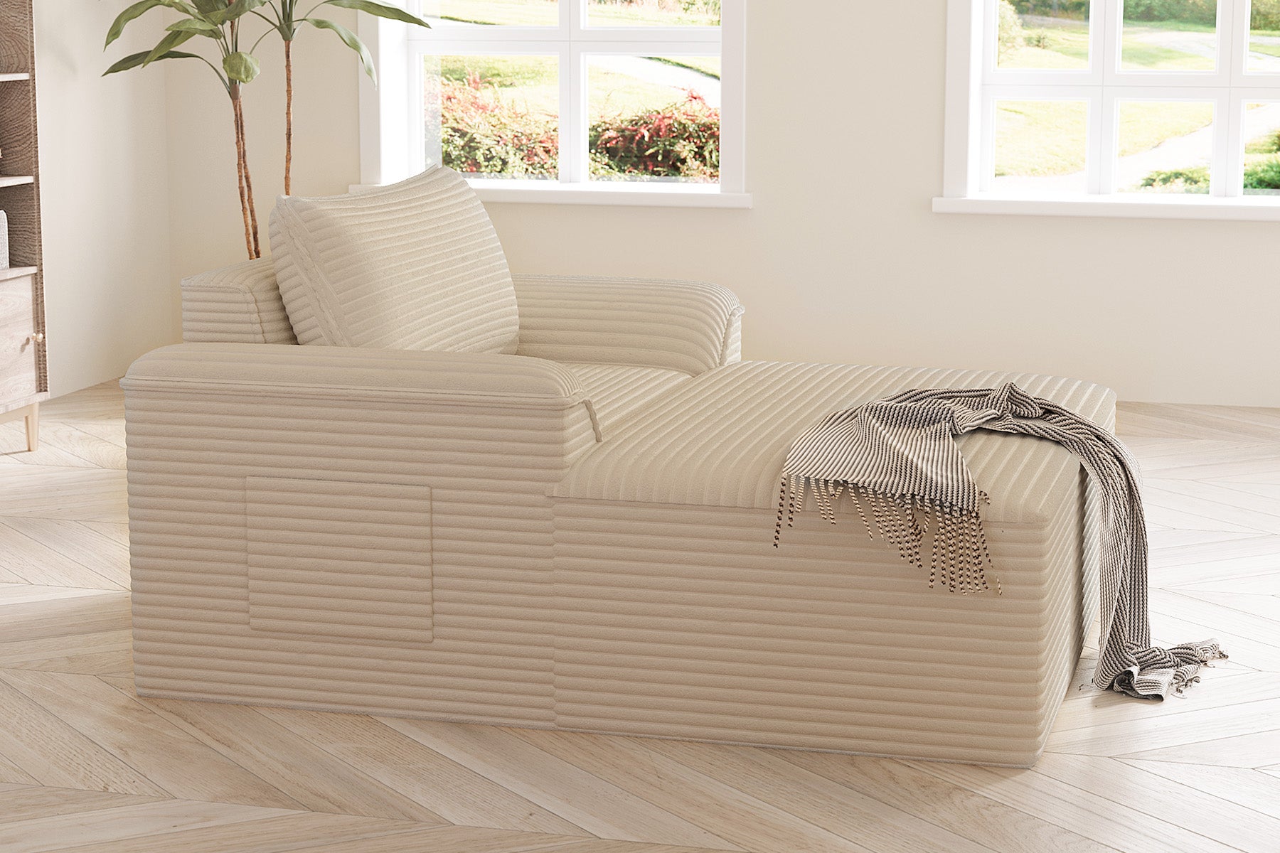 Innovar Oversized Corduroy Chaise Lounge Sofa Bed Loveseat