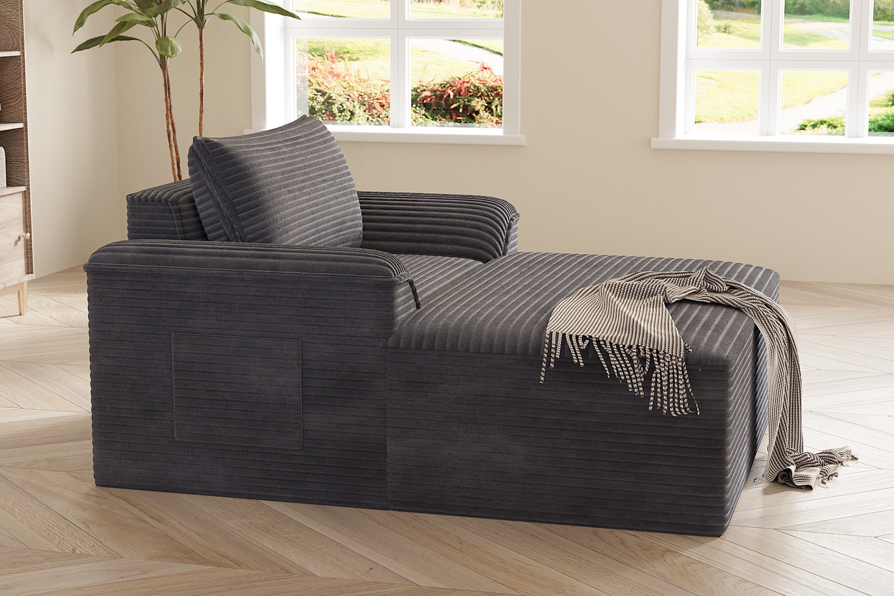 Innovar Oversized Corduroy Chaise Lounge Sofa Bed Loveseat
