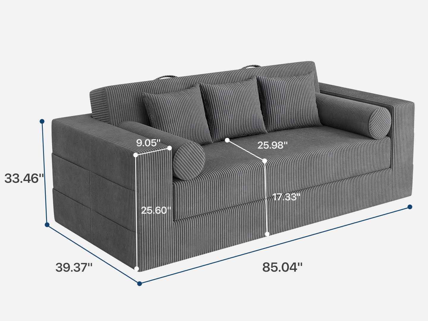 Innovar Boneless SleepCore HighBack Corduroy Sleeper Sofa Bed