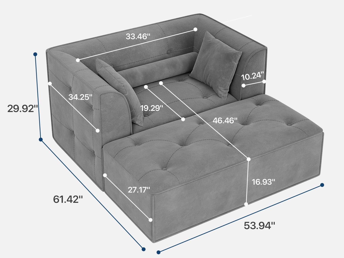 Innovar Cut Pile Tufted Loveseat Oversized Sofa Bed Loveseat with Ottoman