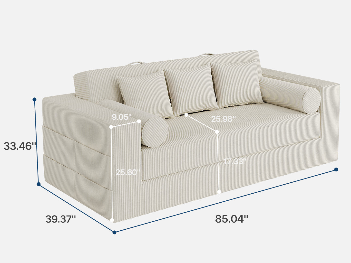 Innovar Boneless SleepCore HighBack Corduroy Sleeper Sofa Bed