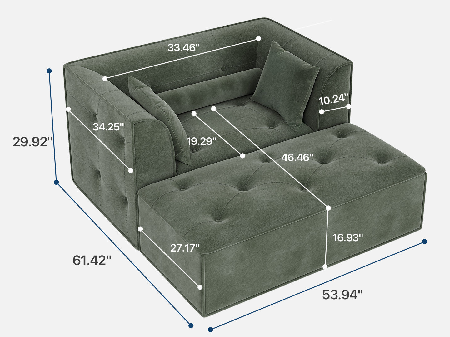 Innovar Cut Pile Tufted Loveseat Oversized Sofa Bed Loveseat with Ottoman