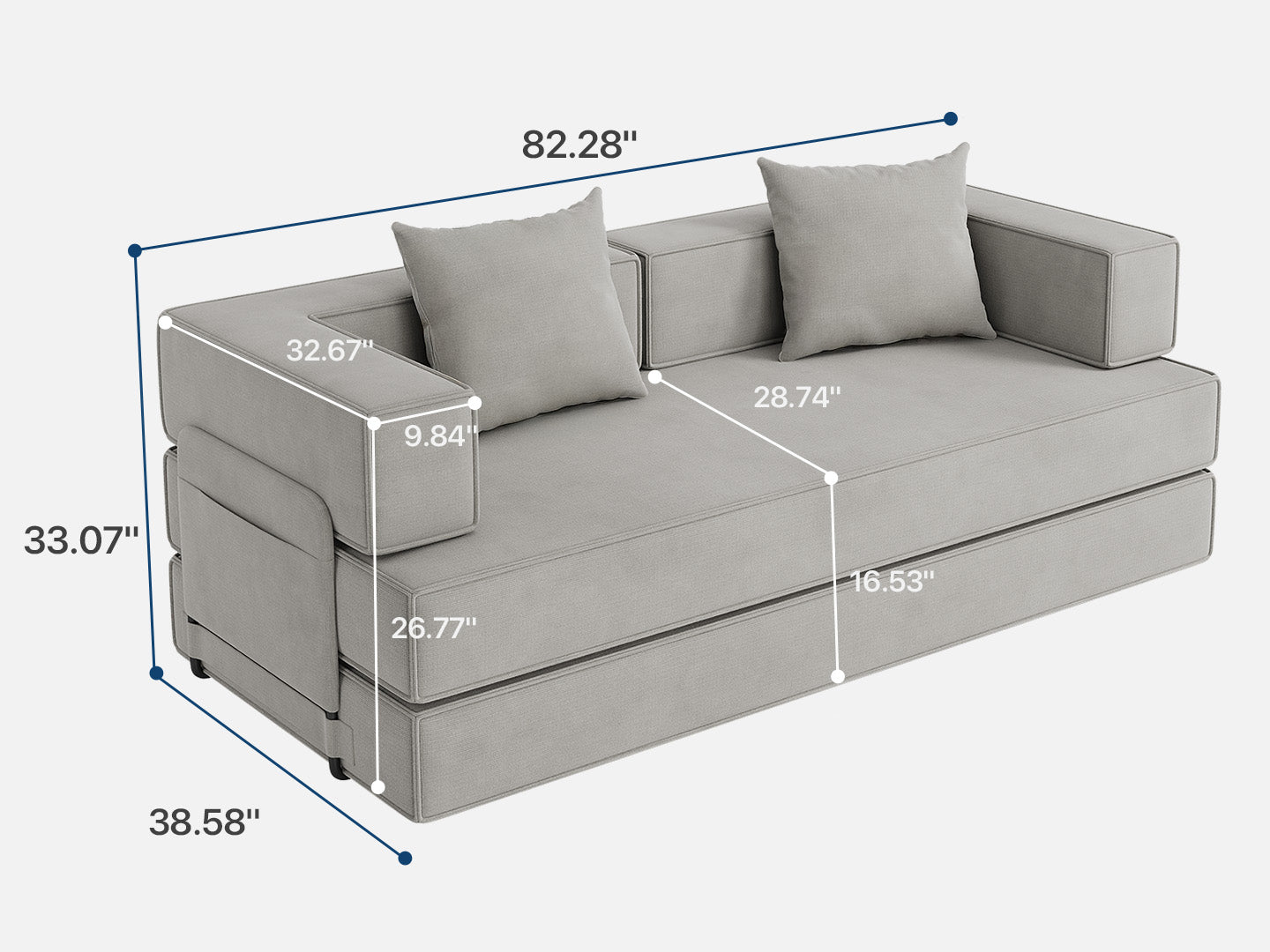 Innovar SleepCore Chenille FlexBack Sleeper Sofa Bed