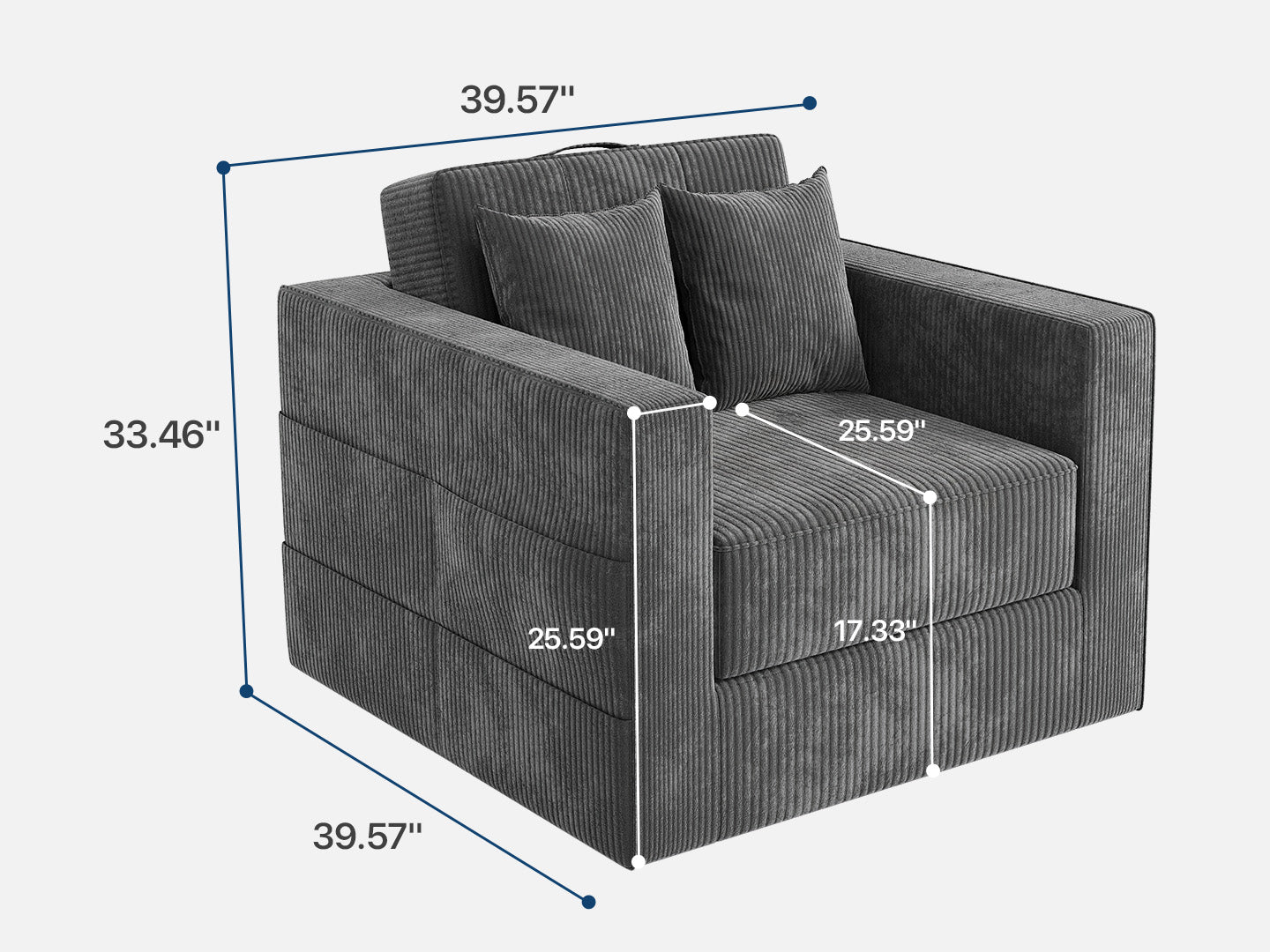 Innovar 1 Seat Boneless SleepCore HighBack Corduroy Sleeper Sofa Bed