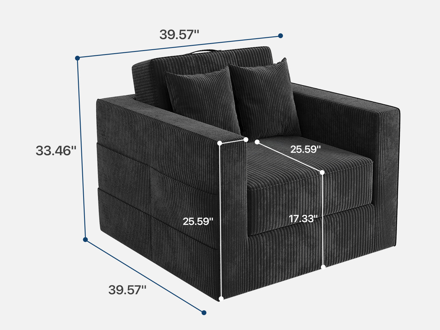 Innovar 1 Seat Boneless SleepCore HighBack Corduroy Sleeper Sofa Bed