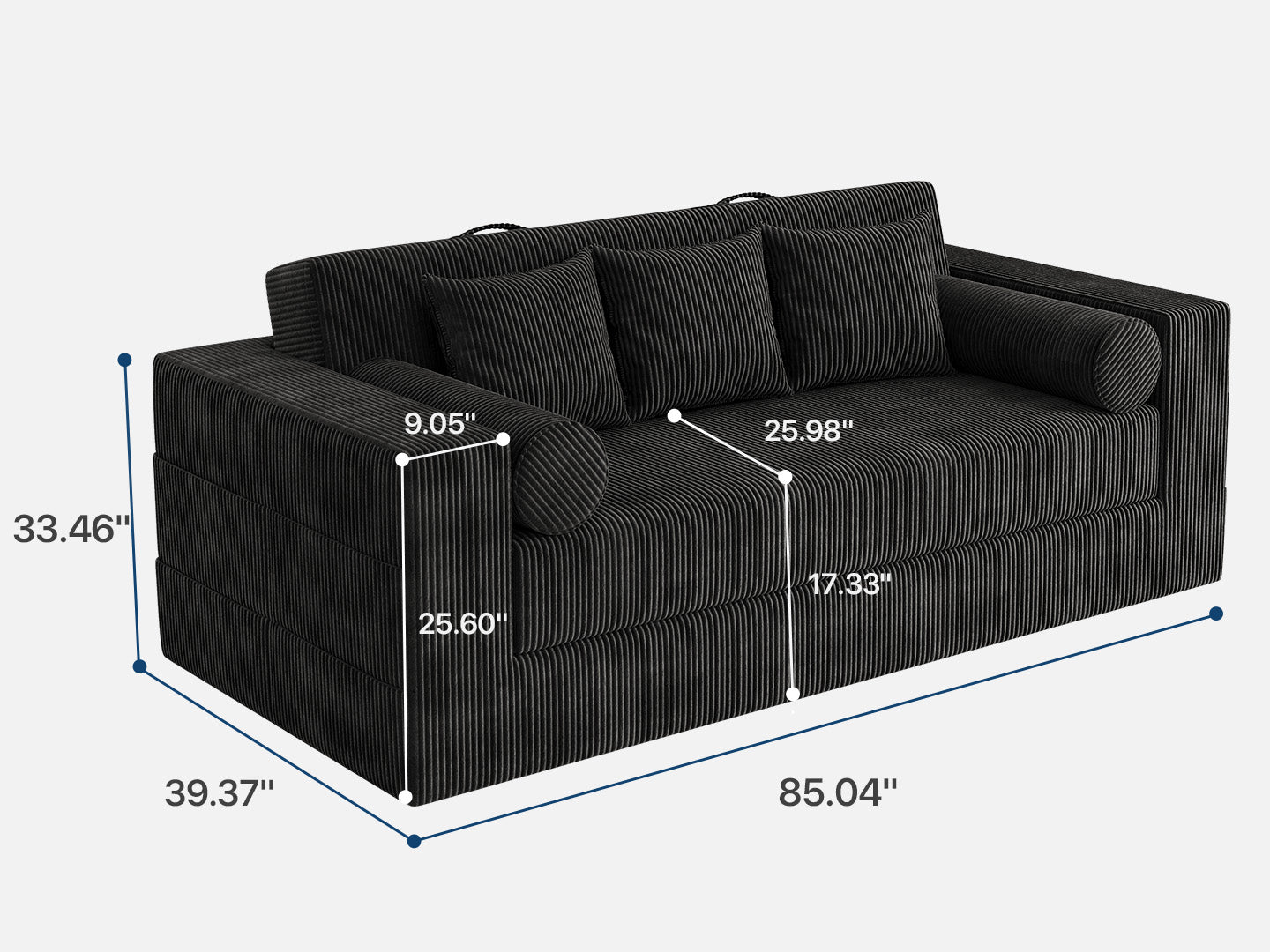 Innovar Boneless SleepCore HighBack Corduroy Sleeper Sofa Bed