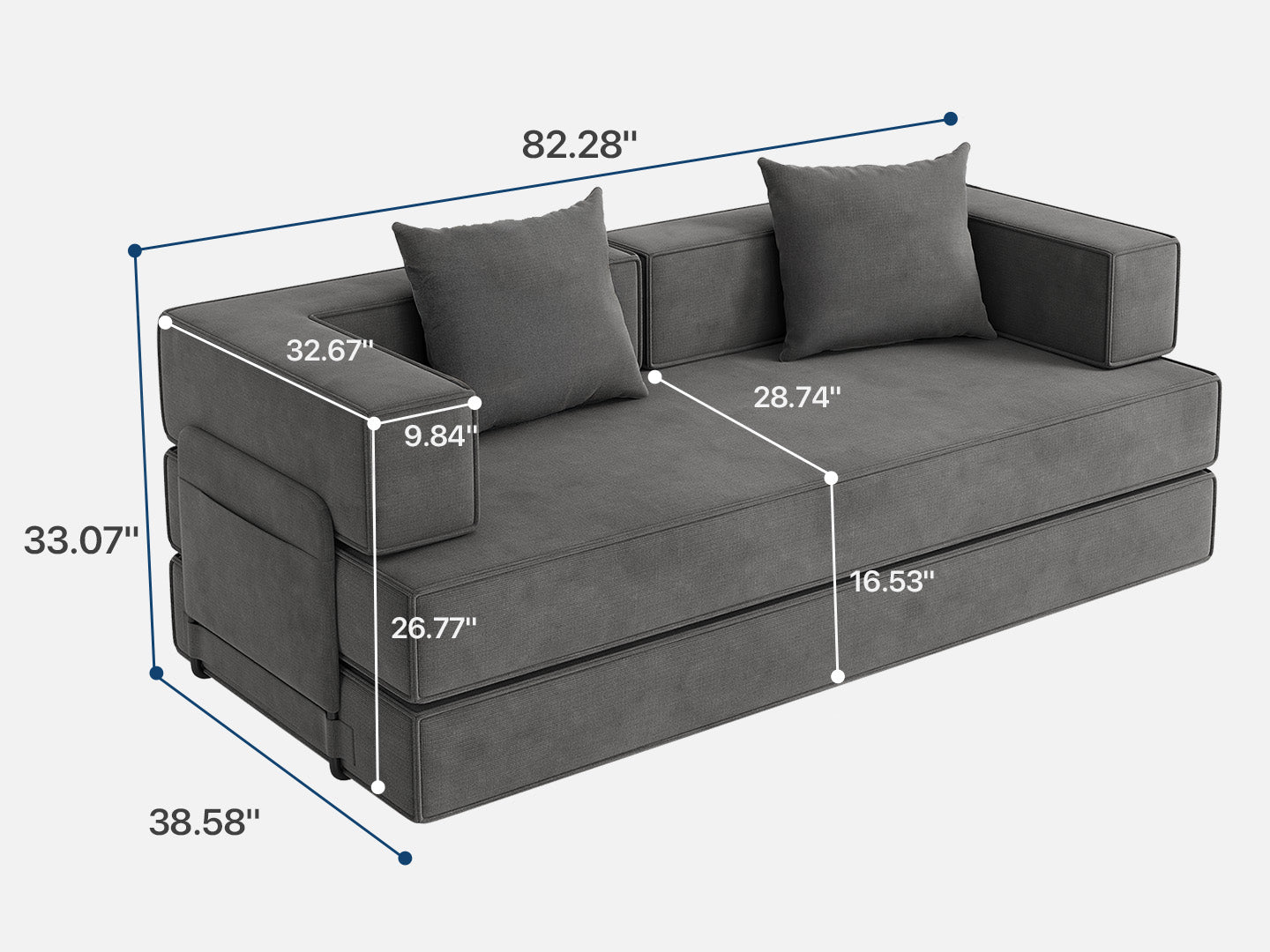 Innovar SleepCore Chenille FlexBack Sleeper Sofa Bed