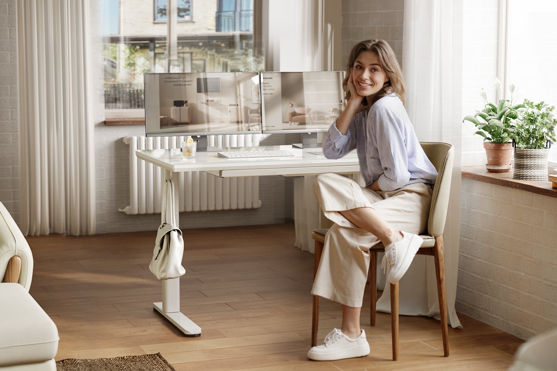 Innovar Electric Ultra-Thin Standing Desk with Wireless Charging